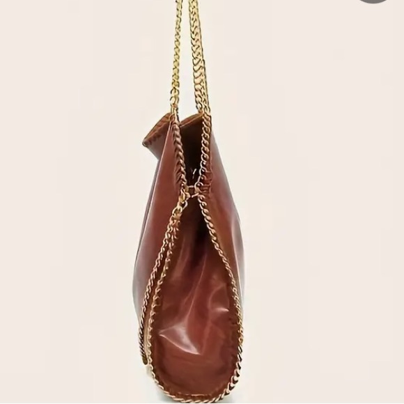 NEW BLACK Chic Large Capacity with Chain Strap Faux Leather Shoulder Handbag - Picture 4 of 5